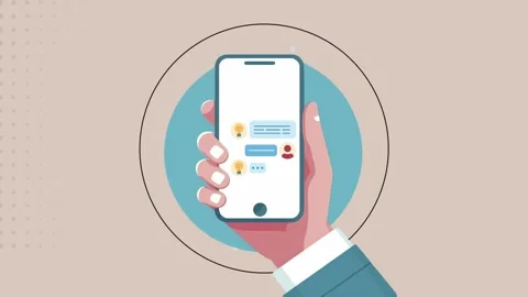 Smart phone message background graphic element on beige background Stock Footage 279208062