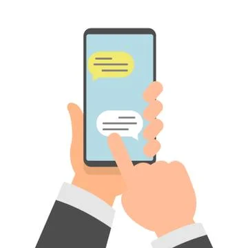 Smart phone messaging vector illustration. Comic book style imitation. Stock Illustration