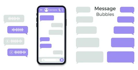 Smart Phone with messenger chat screen and voice wave. Social media design Stock Illustration