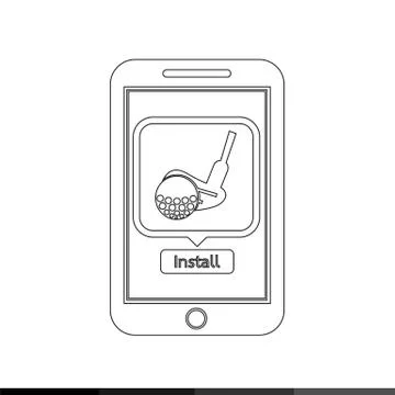 Smart phone mobile golf application icon illustration design Illustrazione stock