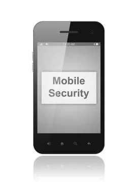 Smart phone with mobile security button on its screen Stock Photos