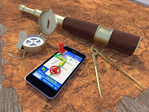 Smart phone navigator Stock Illustration