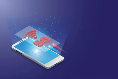 Smart phone new technology networking with high speed 5g wifi Illustrazione stock