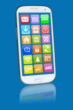 Smart phone or mobile with programs application apps app Stock Illustration