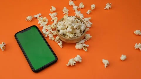 Smart phone popcorn Stock Footage 260162707
