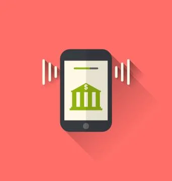 Smart Phone with Processing of Mobile Payments Stock Illustration