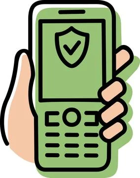 Smart phone secure shield mobile protection icon Stock Illustration