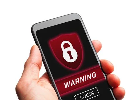 Smart Phone with Security Warning Stock Illustration