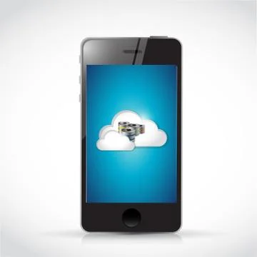 Smart phone server data access illustration Ilustración de archivo