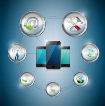 Smart phone settings option cycle, illustration design graphic Stock-Illustration