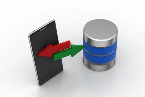 Smart phone sharing data to server Free Stock Illustration