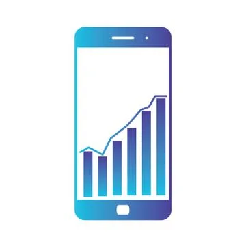 Smart phone with statistics Graph Chart. Screen with statistics, trading Stock Illustration