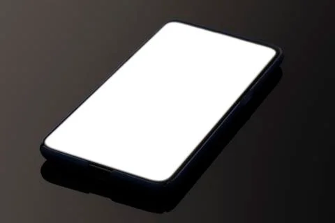 Smart phone on table background with copy space. Stock Photos