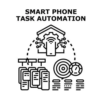 Smart phone task automation controlling multiple digital devices Illustrazione stock