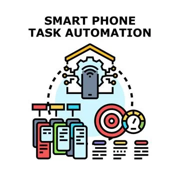 Smart phone task automation controlling multiple digital devices Illustrazione stock