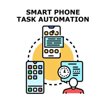 Smart phone task automation controlling digital tasks Stock Illustration