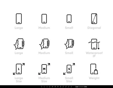 Smart Phone Tech icons. Editable line vector set on white backgroind. Stock Illustration
