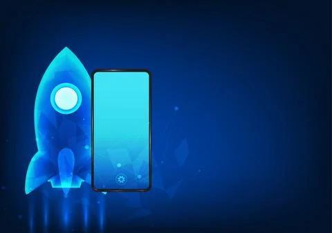 Smart phone technology Along with the rocket on the side with interesting e.. 스톡 일러스트