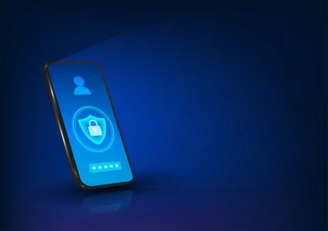 Smart phone technology Mobile screen with shield and lock with technology c.. Stockillustratie