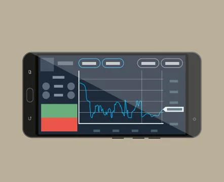 Smart-phone with trading application Stock Illustration
