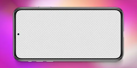 Smart phone transparent screen, technology horizontal mobile blank display on Stock Illustration