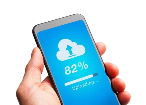 Smart Phone Uploading to the Cloud Stock Illustration