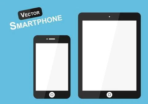 Smart phone vector ( Flat design ) on blue background ( high tech object ) Illustrazione stock