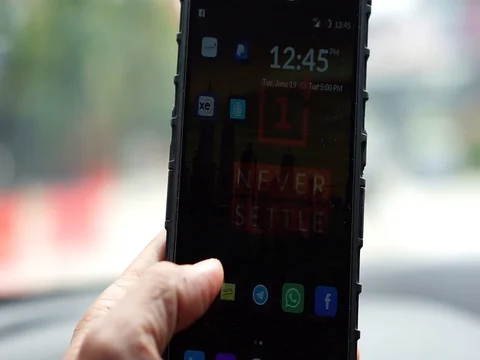 Smart phone waze application to show the city's road direction Stock Footage 91277257