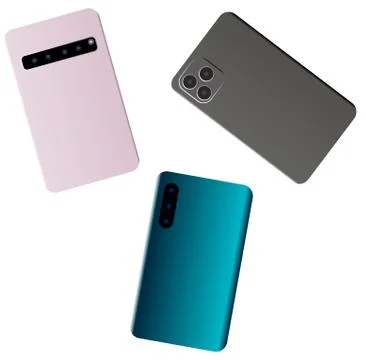 Smart phone on a white background back view Stock Illustration