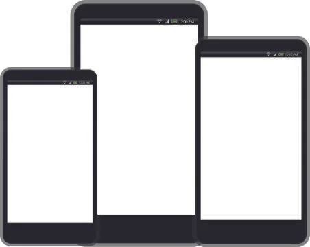 Smart Phone with white screen sizes Illustrazione stock