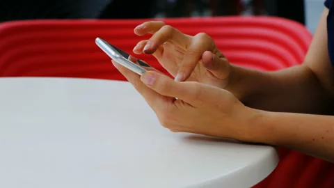 Smart phone in womans hands, close up Video stock 93406982