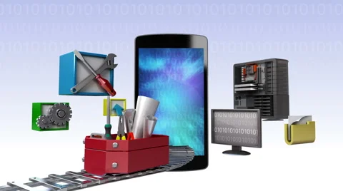 Smart phone,app application tool for developer, programmers (included Alpha) Stock Footage 59149253