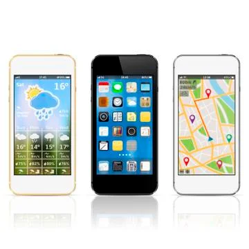 Smart phones with widgets Stock Illustration