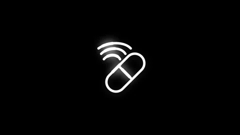 Smart Pill Line Icon Animation Loop Black Background Video stock 341542136