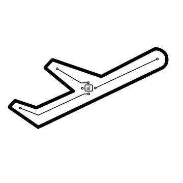 Smart plane aircraft powered by artificial intelligence. Simple icon drawing Stock Illustration