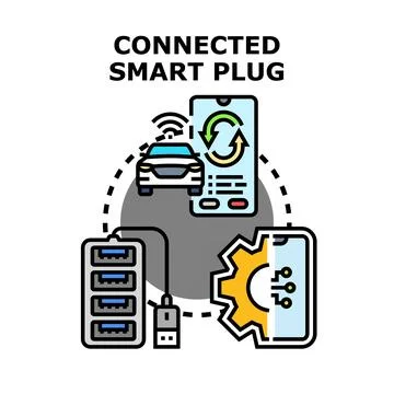 Smart plug connecting devices and managing energy system Stock Illustration