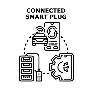 Smart plug connecting devices and managing energy system Stock Illustration