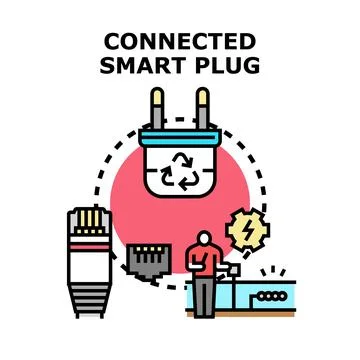 Smart plug connecting internet of things energy control Stock Illustration