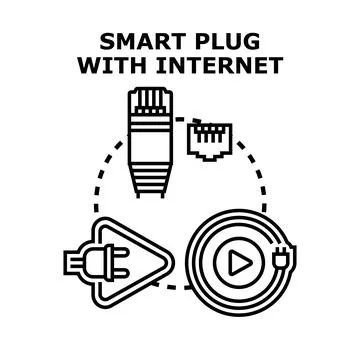 Smart plug internet connection controlling electric devices concept Stock Illustration