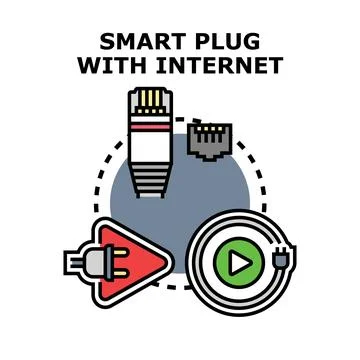 Smart plug internet connection controlling electric devices concept Stock Illustration