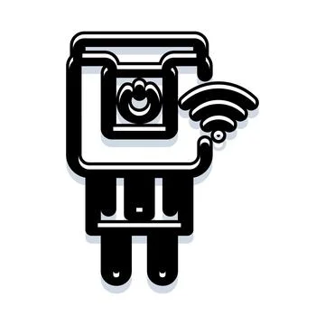 Smart plug sending wireless signal for home automation Stock Illustration