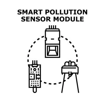 Smart pollution sensor module concept for environmental monitoring 스톡 일러스트