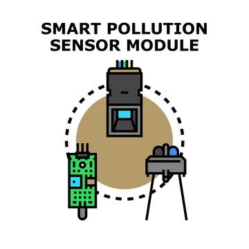 Smart pollution sensor module concept for environmental monitoring 스톡 일러스트