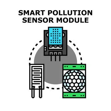 Smart pollution sensor module detecting environmental air quality Stock Illustration