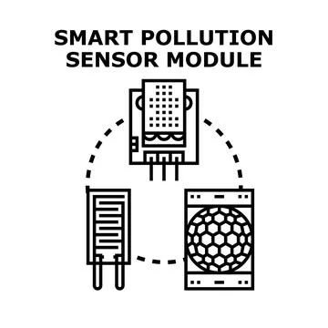 Smart pollution sensor module detecting environmental air quality Stock Illustration