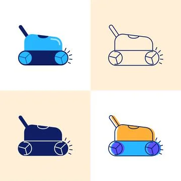 Smart pool cleaner icon set in flat and line style Stock Illustration