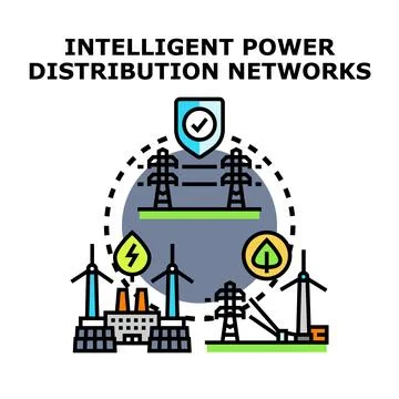 Smart power distribution networks managing clean energy supply Stock Illustration