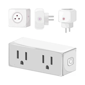 Smart power plug outlets adapter collection Stock Illustration