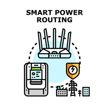 Smart power routing technology vector concept illustration Stock Illustration