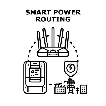 Smart power routing technology vector concept illustration Stock Illustration